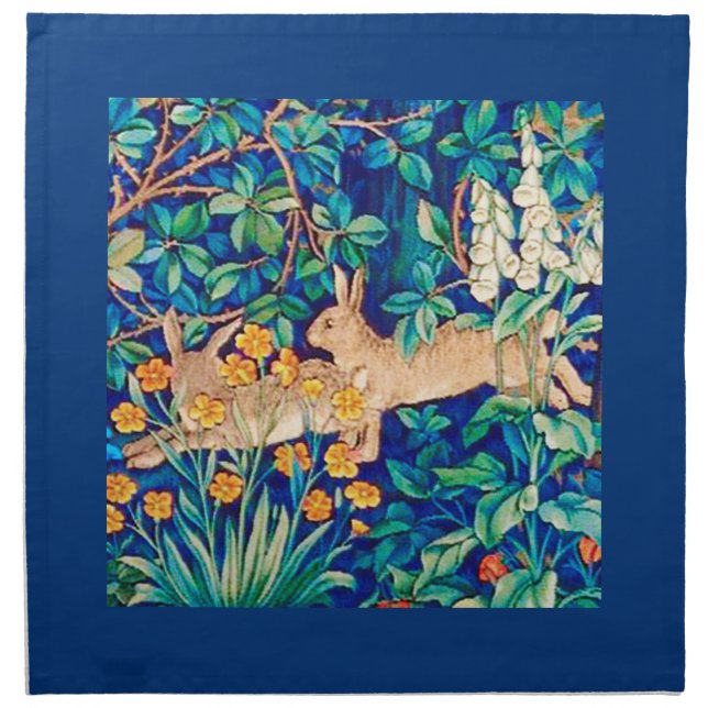 William Morris "Two Hares" Wild Rabbits Print  Cloth Napkin (Front)