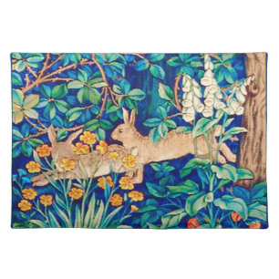William Morris "Two Hares" Wild Rabbits Print Cloth Placemat