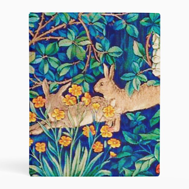 William Morris "Two Hares" Wild Rabbits Print  Mini Binder (Front)