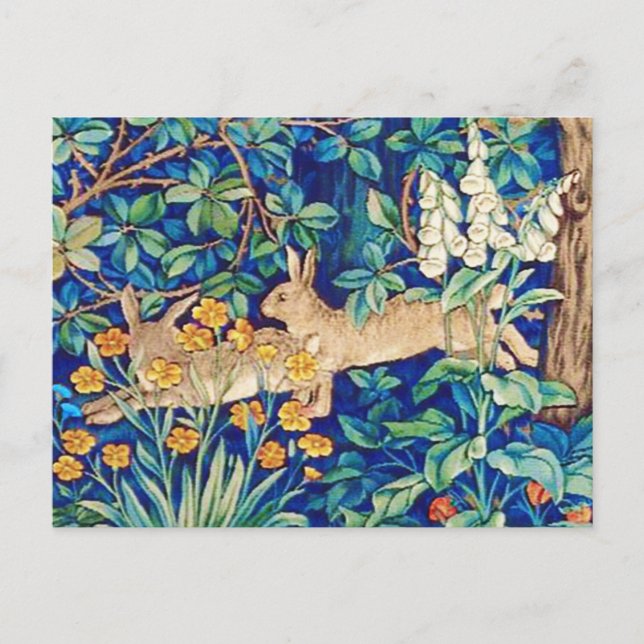 William Morris "Two Hares" Wild Rabbits Print  Postcard (Front)