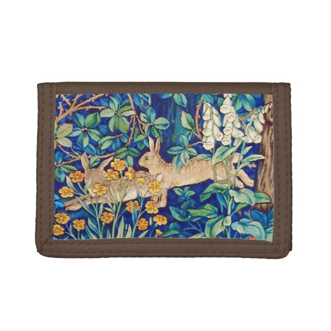 William Morris "Two Hares" Wild Rabbits Print  Trifold Wallet (Front)