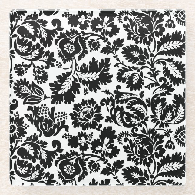 William Morris Venetian Damask Brocade Glass Coaster (Front)