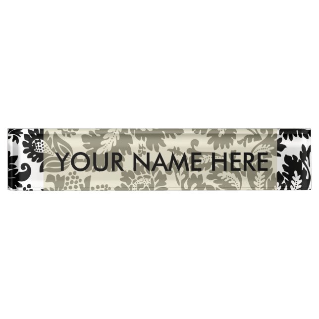 William Morris Venetian Damask Brocade Nameplate (Front)