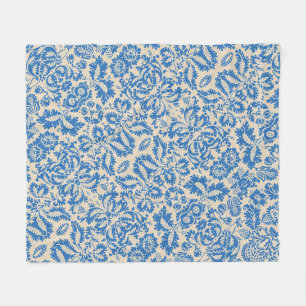 William Morris Venetian Flower Damask Brocade Fleece Blanket