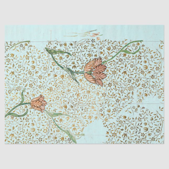 William Morris VINE AND TULIP AQUA Tissue Paper (Front)