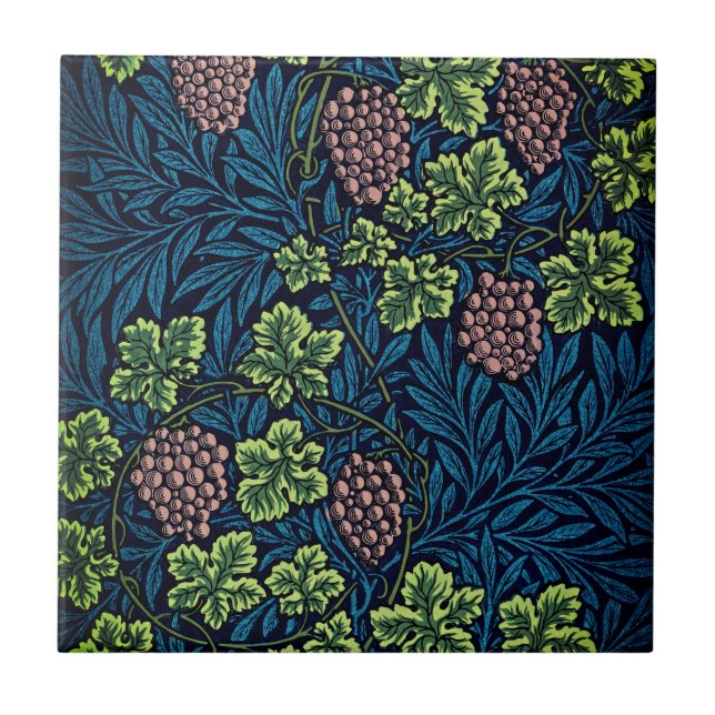 William Morris Vine Floral Ceramic Art Tile (Front)