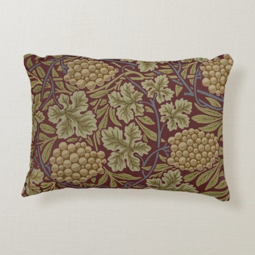 William Morris Vine Grape Red Green Art Accent Pillow