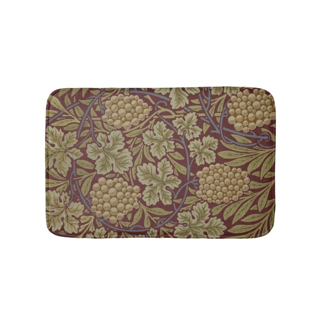 William Morris Vine Grape Red Green Art Bathroom Mat (Front)