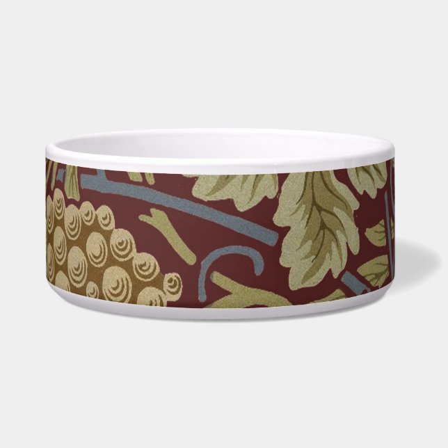 William Morris Vine Grape Red Green Art Bowl (Front)