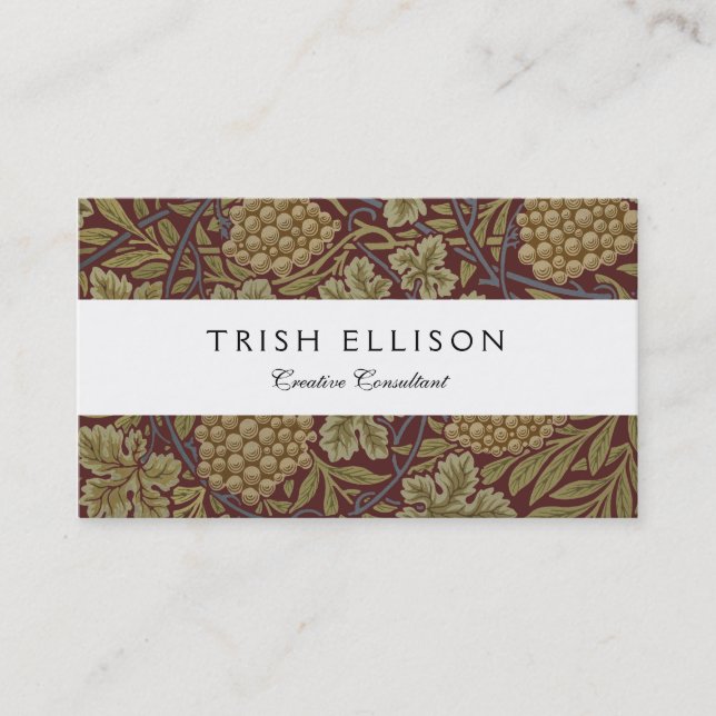 William Morris Vine Grape Red Green Art Business Card (Front)