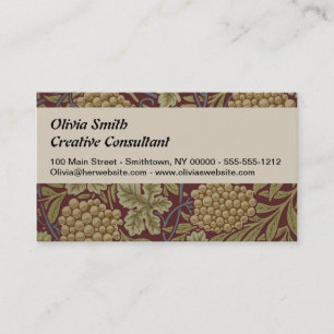 William Morris Vine Grape Red Green Art Business Card
