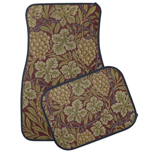 William Morris Vine Grape Red Green Art Car Mat (Set)