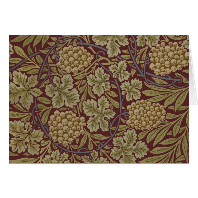 William Morris Vine Grape Red Green Art Cards (Front Horizontal)