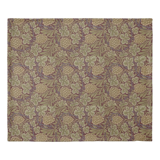 William Morris Vine Grape Red Green Art Duvet Cover (Front)
