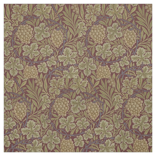 William Morris Vine Grape Red Green Art Fabric (Swatch)