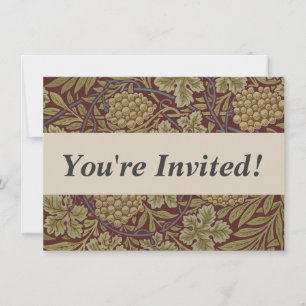 William Morris Vine Grape Red Green Art Invitation