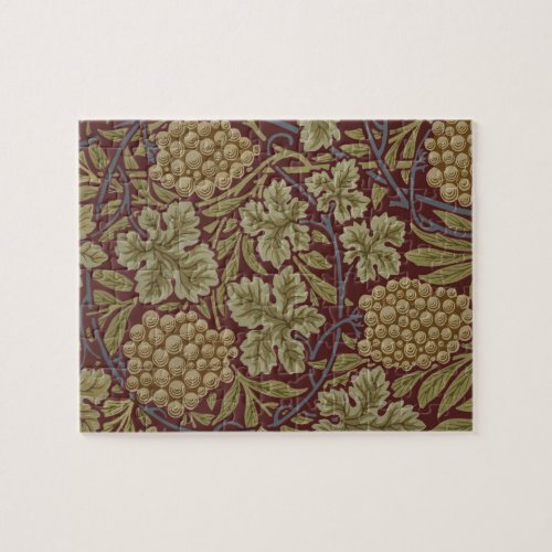 William Morris Vine Grape Red Green Art Jigsaw Puzzle