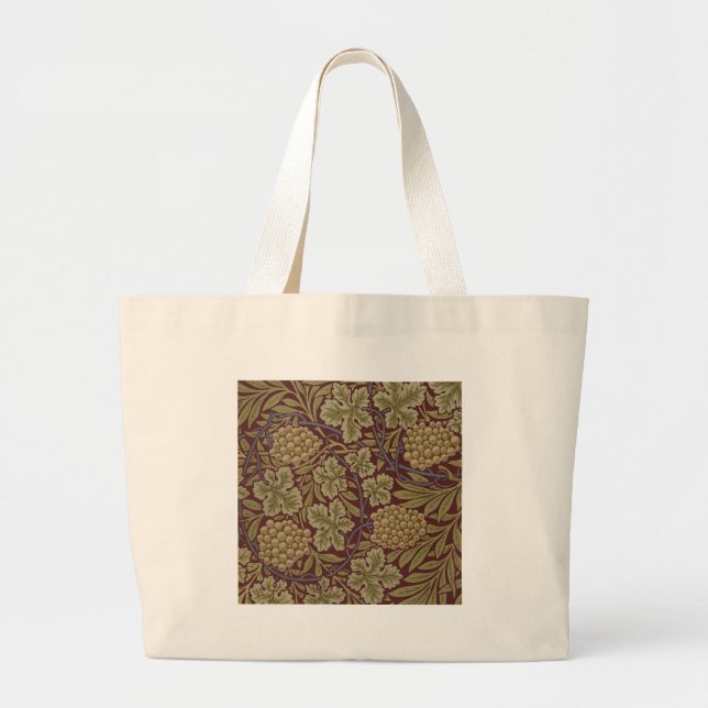 William Morris Vine Grape Red Green Art Large Tote Bag (Front)