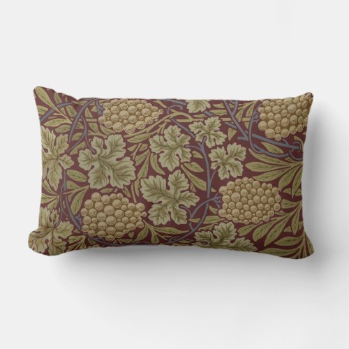 William Morris Vine Grape Red Green Art Lumbar Pillow