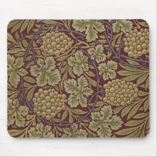 William Morris Vine Grape Red Green Art Mouse Pad