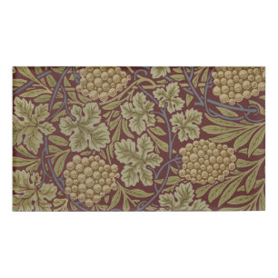 William Morris Vine Grape Red Green Art Name Tag