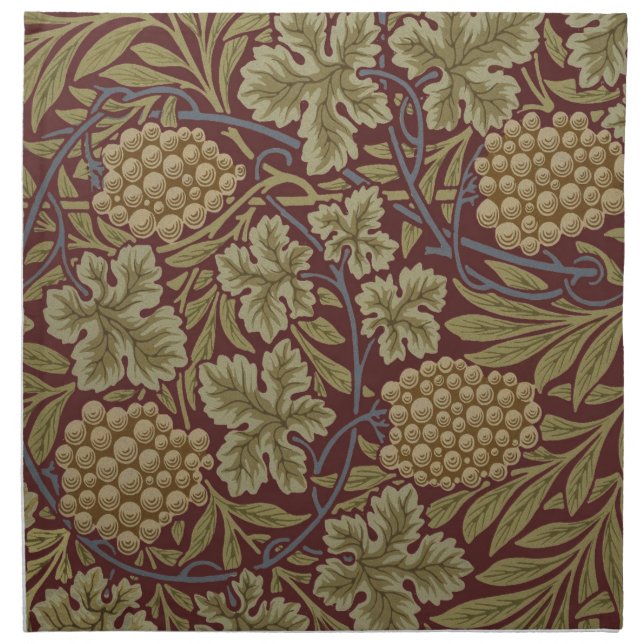 William Morris Vine Grape Red Green Art Napkin (Front)