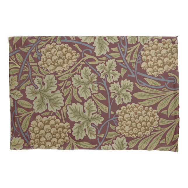 William Morris Vine Grape Red Green Art Pillow Case (Front)