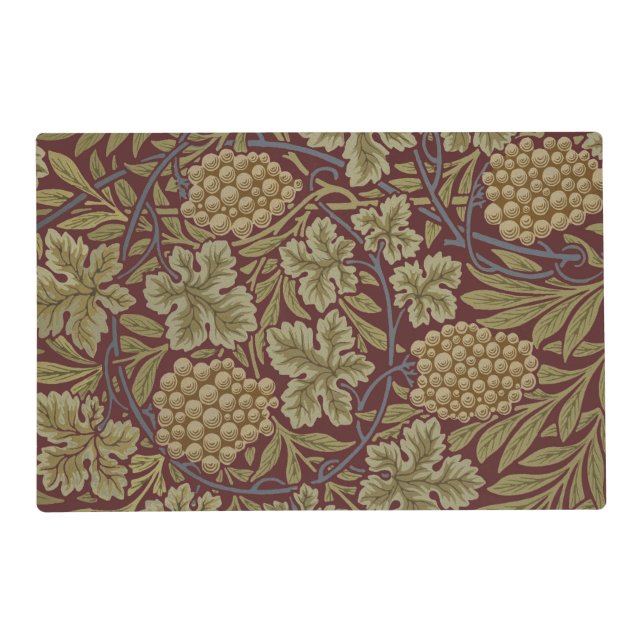 William Morris Vine Grape Red Green Art Placemat (Front)