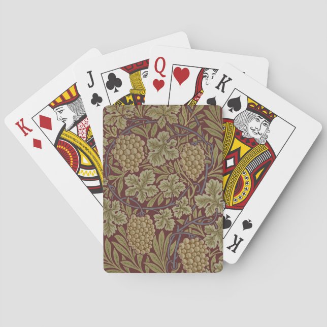 William Morris Vine Grape Red Green Art Poker Cards (Back)