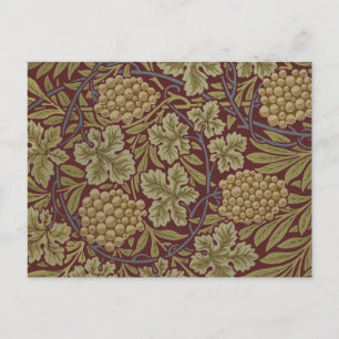 William Morris Vine Grape Red Green Art Postcard