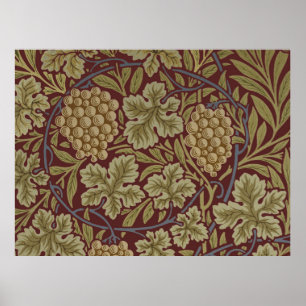 William Morris Vine Grape Red Green Art Poster