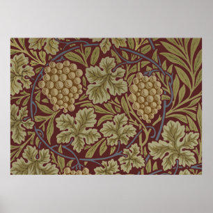 William Morris Vine Grape Red Green Art Poster