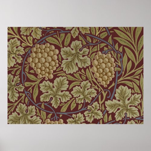 William Morris Vine Grape Red Green Art Poster