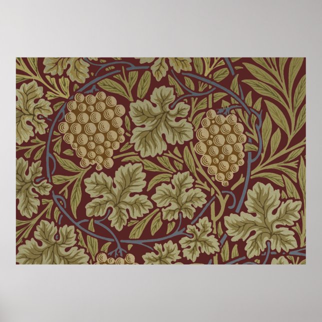 William Morris Vine Grape Red Green Art Poster (Front)