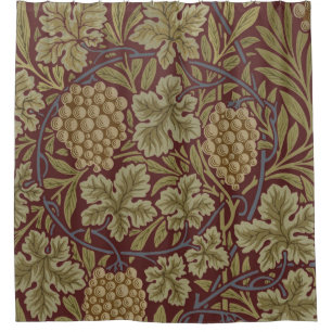 William Morris Vine Grape Red Green Art Shower Curtain