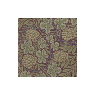 William Morris Vine Grape Red Green Art Stone Magnet