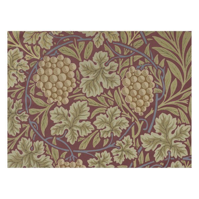 William Morris Vine Grape Red Green Art Tablecloth (Front (Horizontal))