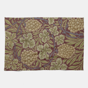 William Morris Vine Grape Red Green Art Towel