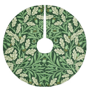 William Morris Vintage Acorn Oak Green Pattern Brushed Polyester Tree Skirt