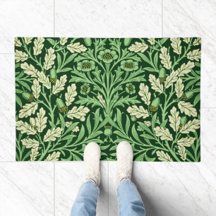 William Morris Vintage Acorn Oak Green Pattern Doormat