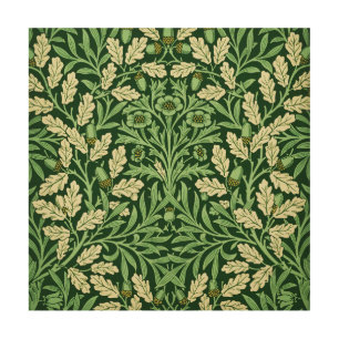 William Morris Vintage Acorn Oak Green Pattern Wood Wall Art