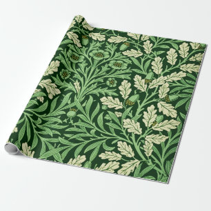 William Morris Vintage Acorn Oak Green Pattern Wrapping Paper