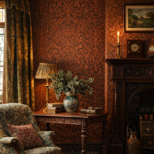 William Morris Vintage Acorn Pattern Wallpaper