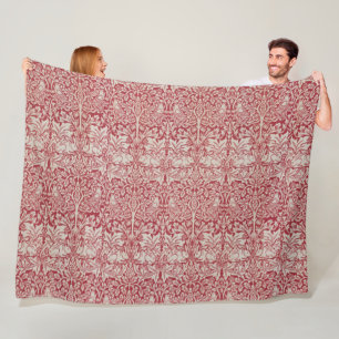 William Morris Vintage Animals Birds Rabbits Pink Fleece Blanket