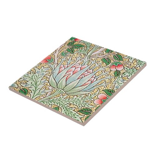 William Morris Vintage Artichoke Floral Pattern Ceramic Tile