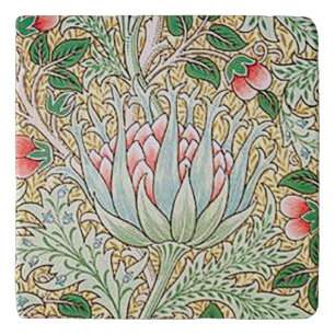 William Morris Vintage Artichoke Floral Pattern Trivet