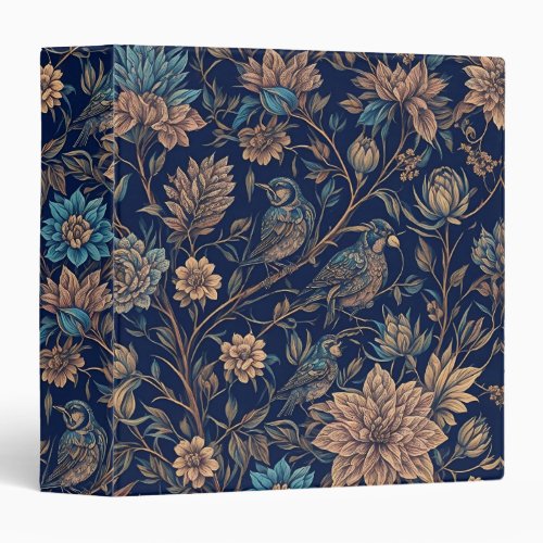 William Morris Vintage Bird Flower Plant Pattern 3 Ring Binder
