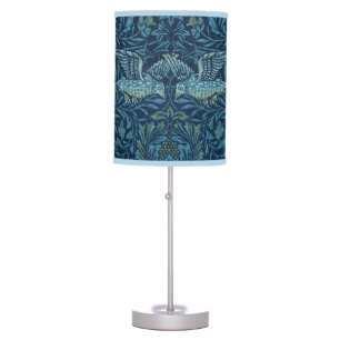 William Morris Vintage Bird Foliage Blue Table Lamp