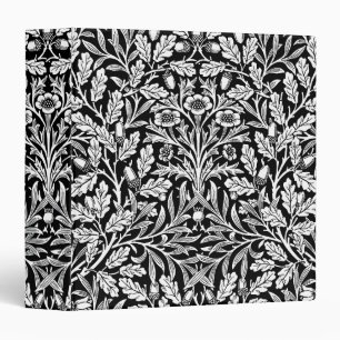 William Morris Vintage Black White Oak Pattern 3 Ring Binder