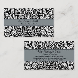 William Morris Vintage Black White Oak Pattern Business Card